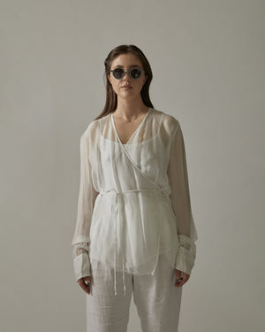 Sheer Wrapped Shirt White