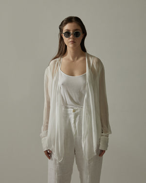 Sheer Wrapped Shirt White