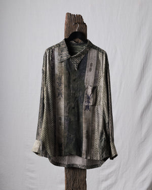 Digital Print Silk Twill Drape Shirt