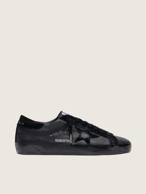 Men's Super Star Black Nappa w/ Suede Details and Black Foxing