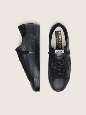 Men's Super Star Black Nappa w/ Suede Details and Black Foxing