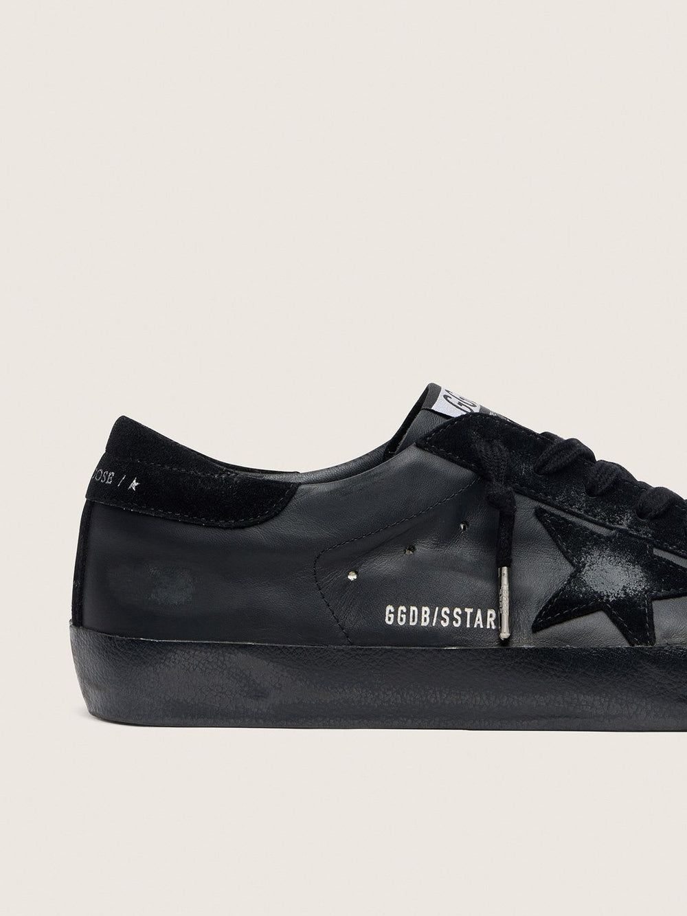 Men's Super Star Black Nappa w/ Suede Details and Black Foxing