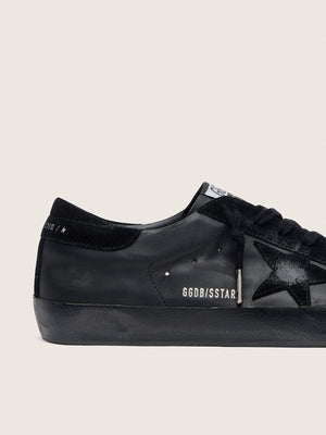 Men's Super Star Black Nappa w/ Suede Details and Black Foxing