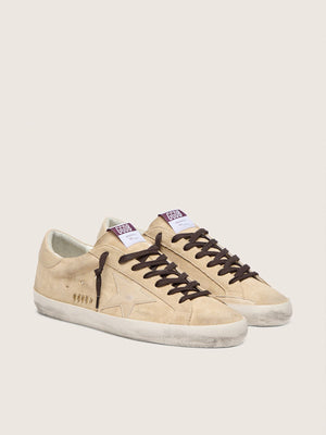Men's Super Star Beige Suede Upper Nappa Star and Heel w/ Metal Lettering