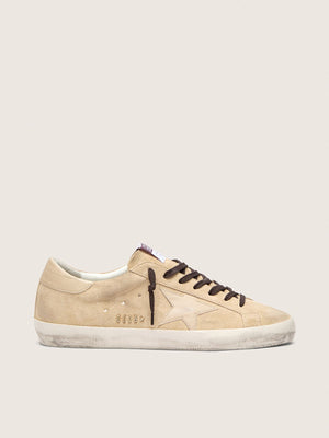 Men's Super Star Beige Suede Upper Nappa Star and Heel w/ Metal Lettering