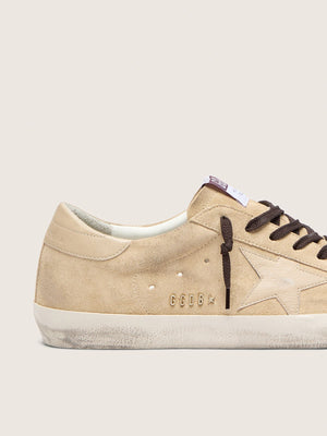 Men's Super Star Beige Suede Upper Nappa Star and Heel w/ Metal Lettering