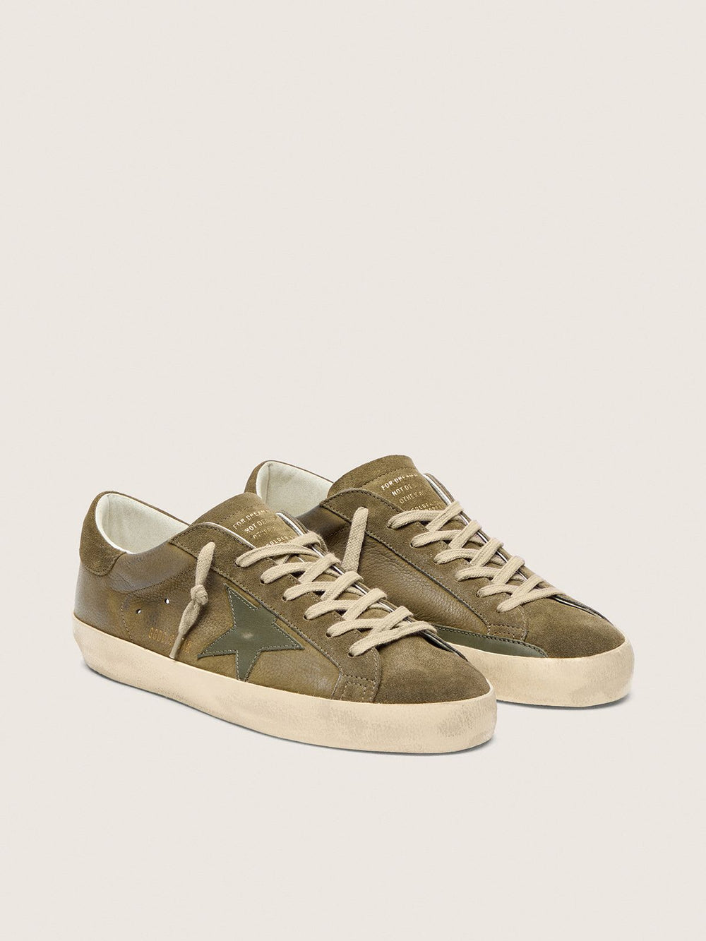 Men's Super Star Suede Upper Leather and Star and Heel Olive Night