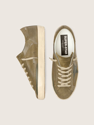 Men's Super Star Suede Upper Leather and Star and Heel Olive Night