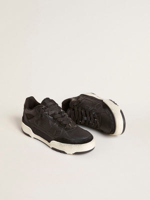 Forty Two Leather w/ Suede Toe and Rubber Star Glitter Heel Black