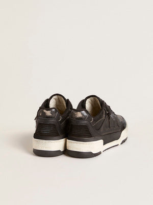 Forty Two Leather w/ Suede Toe and Rubber Star Glitter Heel Black