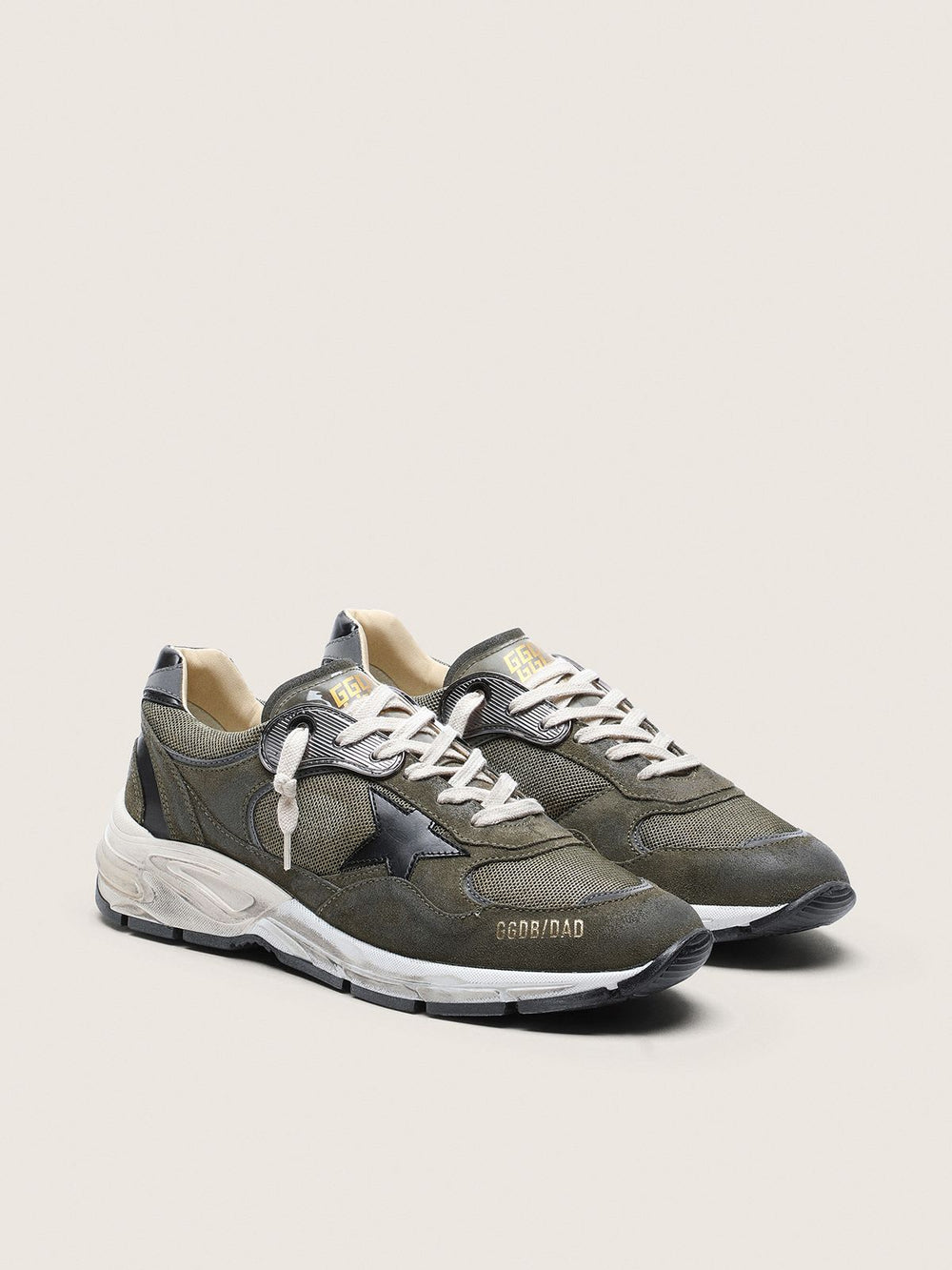 Women's Dad Star in Olive Green Suede and Black Leather Star