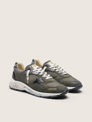 Women's Dad Star in Olive Green Suede and Black Leather Star