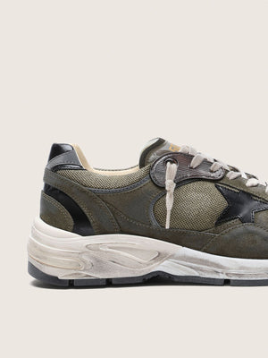 Women's Dad Star in Olive Green Suede and Black Leather Star