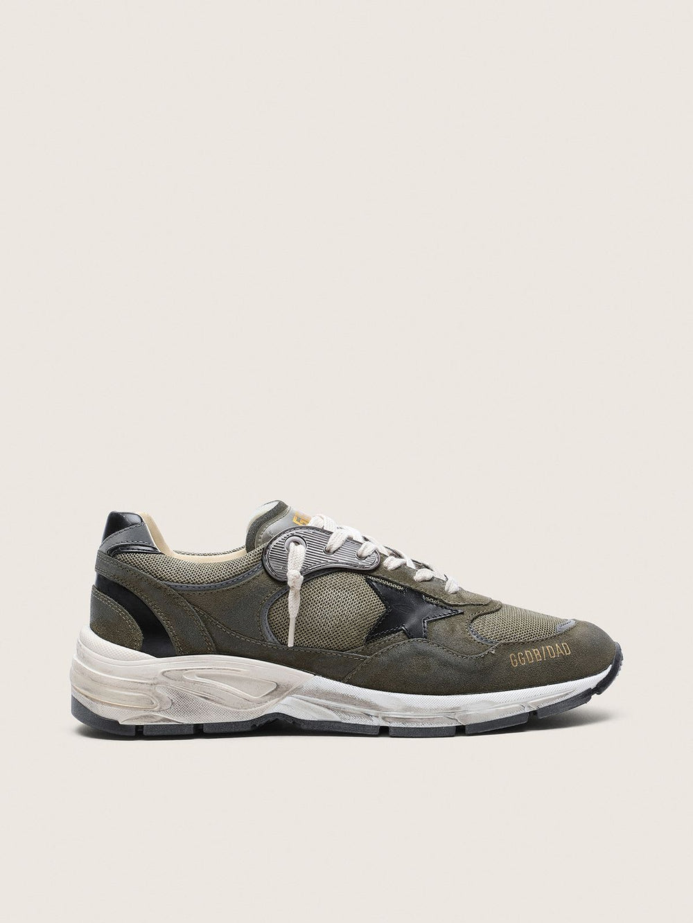 Women's Dad Star in Olive Green Suede and Black Leather Star