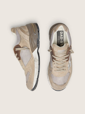 Men's Dad Star in Beige Mesh and Suede Upper w/ Silver Leather Star