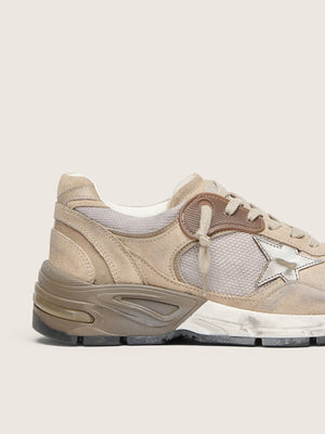 Men's Dad Star in Beige Mesh and Suede Upper w/ Silver Leather Star