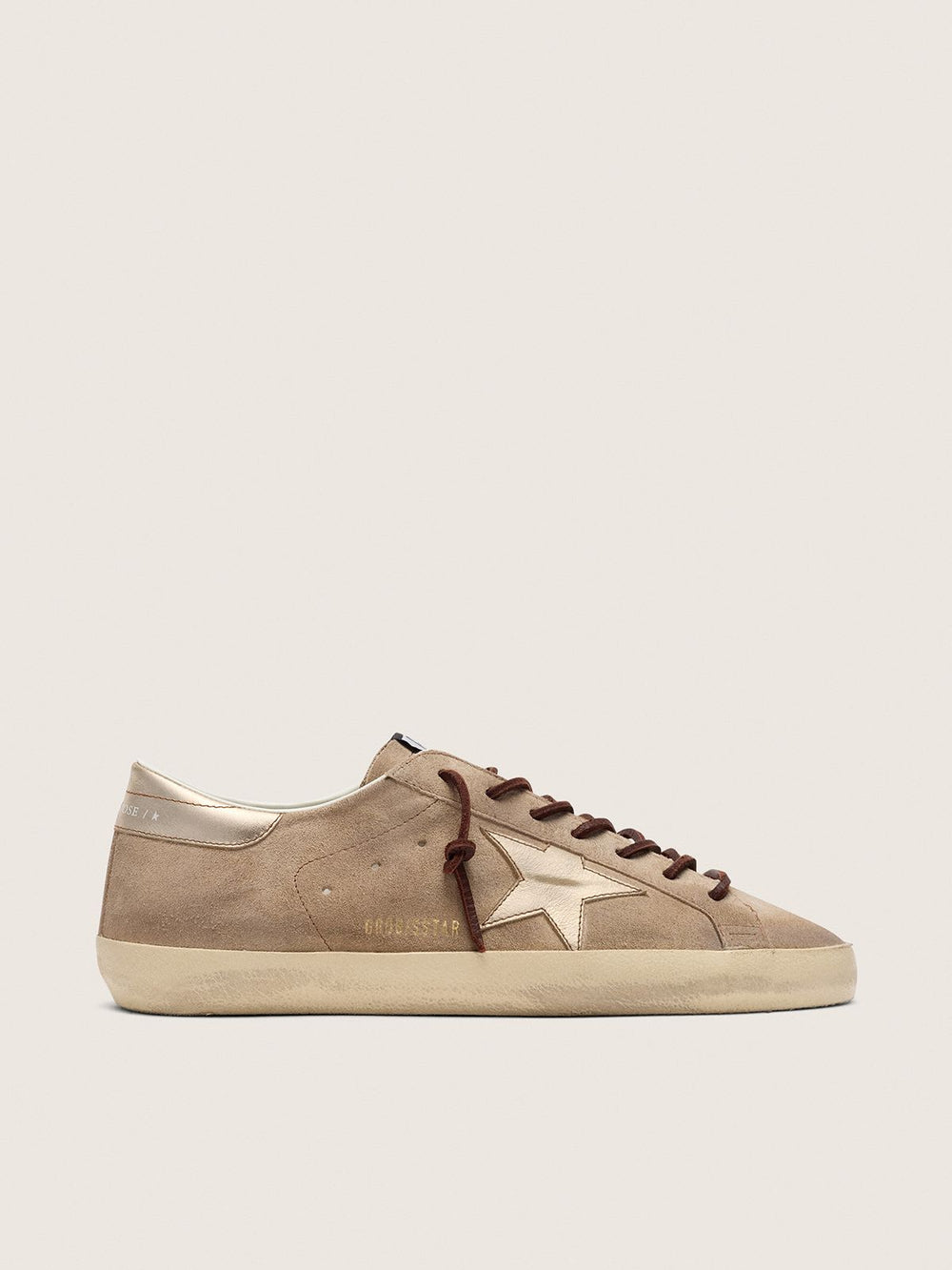 Men’s Super Star Suede Upper w/ Laminated Star and Heel Beige / Platinum