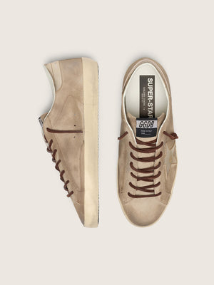 Men’s Super Star Suede Upper w/ Laminated Star and Heel Beige / Platinum