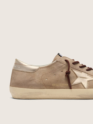 Men’s Super Star Suede Upper w/ Laminated Star and Heel Beige / Platinum