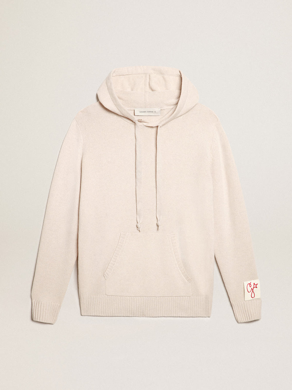 Men's Knit Hoodie Cashmere Wool Natural White