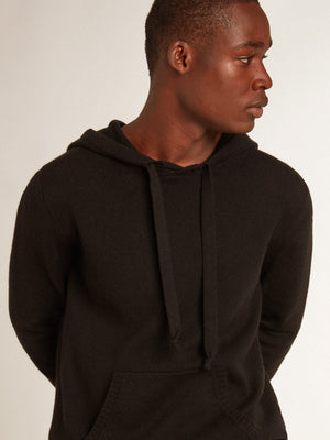 Men's Knit Hoodie Cashmere Wool Black