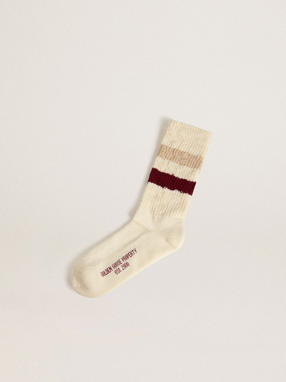 Socks High Rib/ Stripes/ Ripped - Heritage White/ Bouldert / Tawny Port
