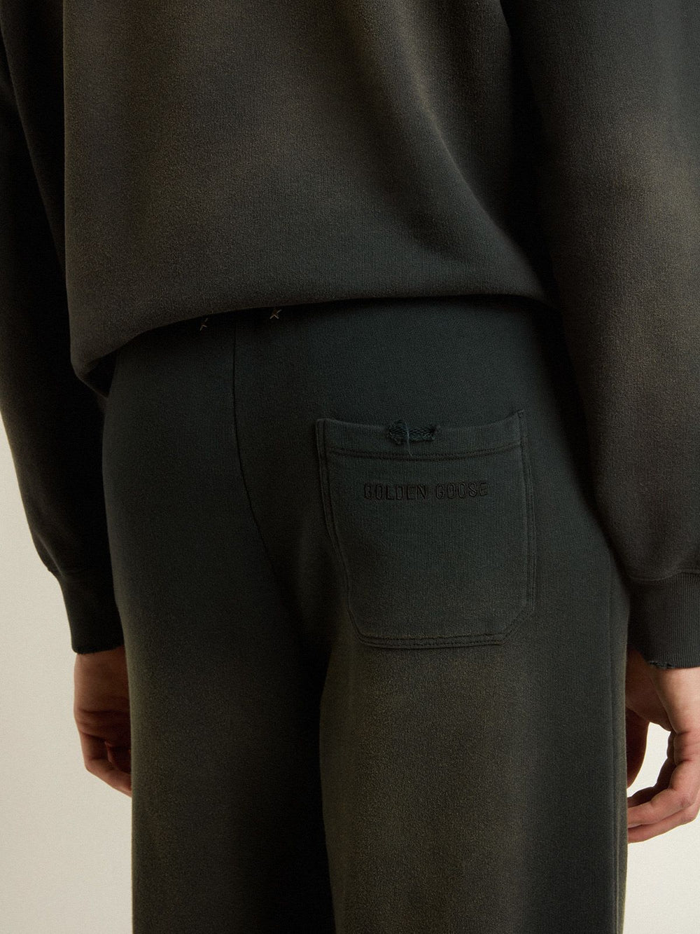 Journey Unisex Joggers Dyed Cotton Fleece Bleached Washed Black