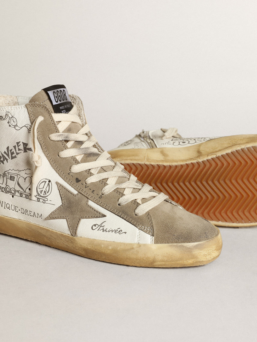 Women's Francy Nappa w/ Dove Gray Suede Inserts and Journey Print