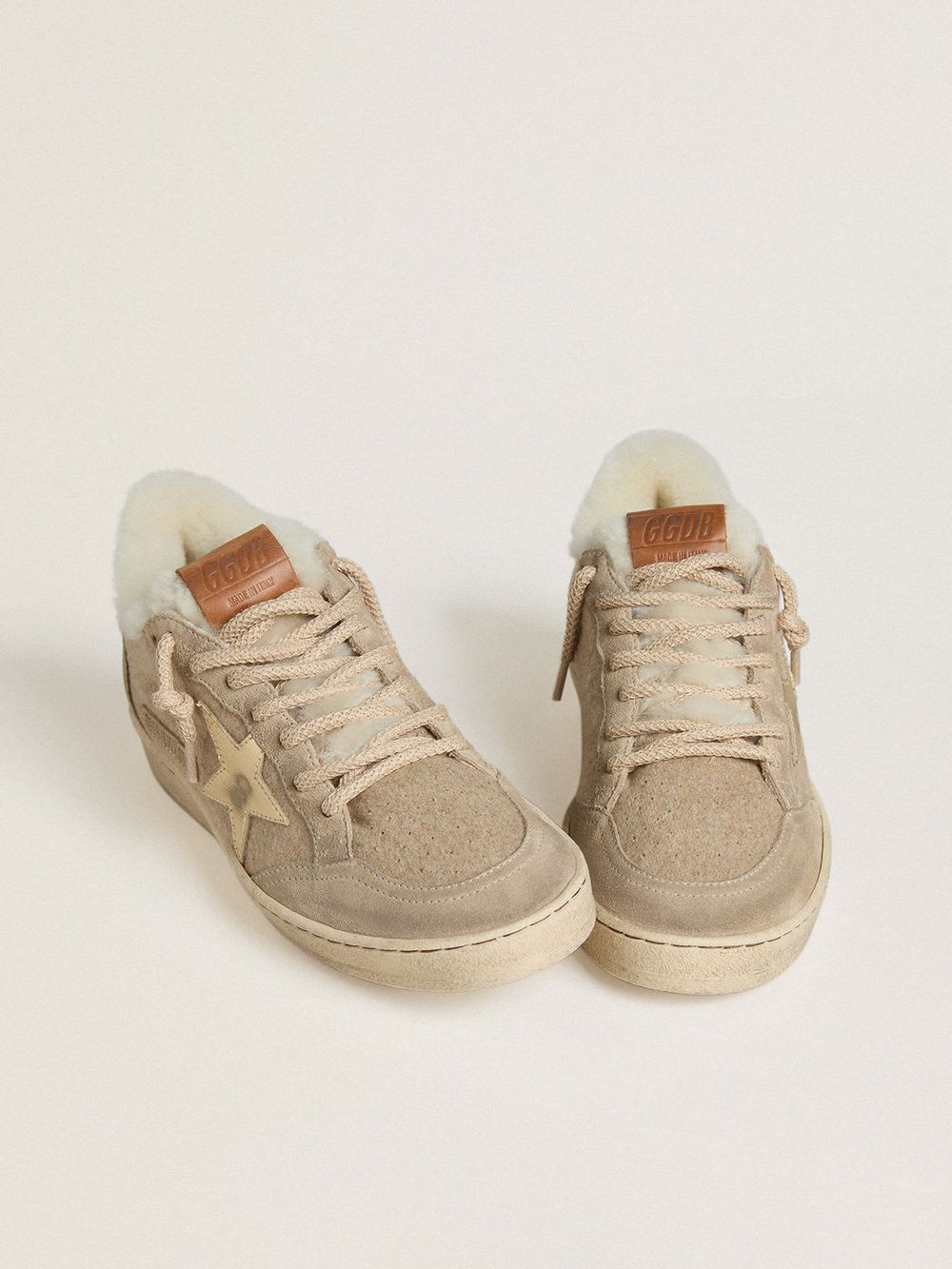 Women's Ball Star in Wool w/ Gold Leather Star and White Shearling Lining