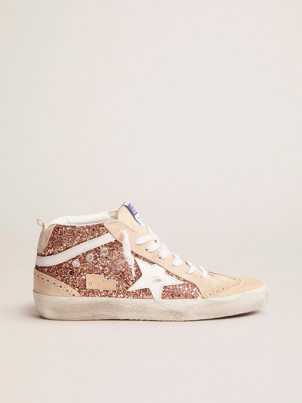 Woman Mid Star Suede w/ Glitter Peach / Pearl and White Star
