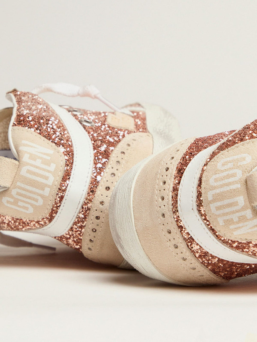 Woman Mid Star Suede w/ Glitter Peach / Pearl and White Star