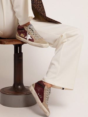 Woman Mid Star Glitter Upper and Suede Toe w/ White Leather Star
