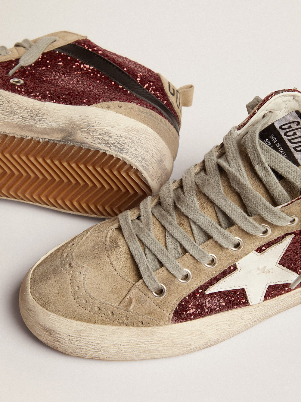 Woman Mid Star Glitter Upper and Suede Toe w/ White Leather Star