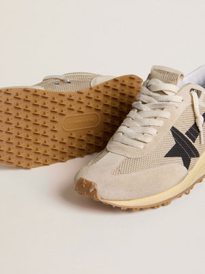 Women's Running Marathon Mesh Upper Suede Toe Beige Black