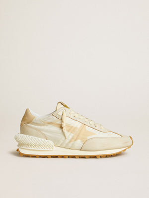 Women's Marathon in Beige Nylon and Gray Leather w/ Beige Printed Star
