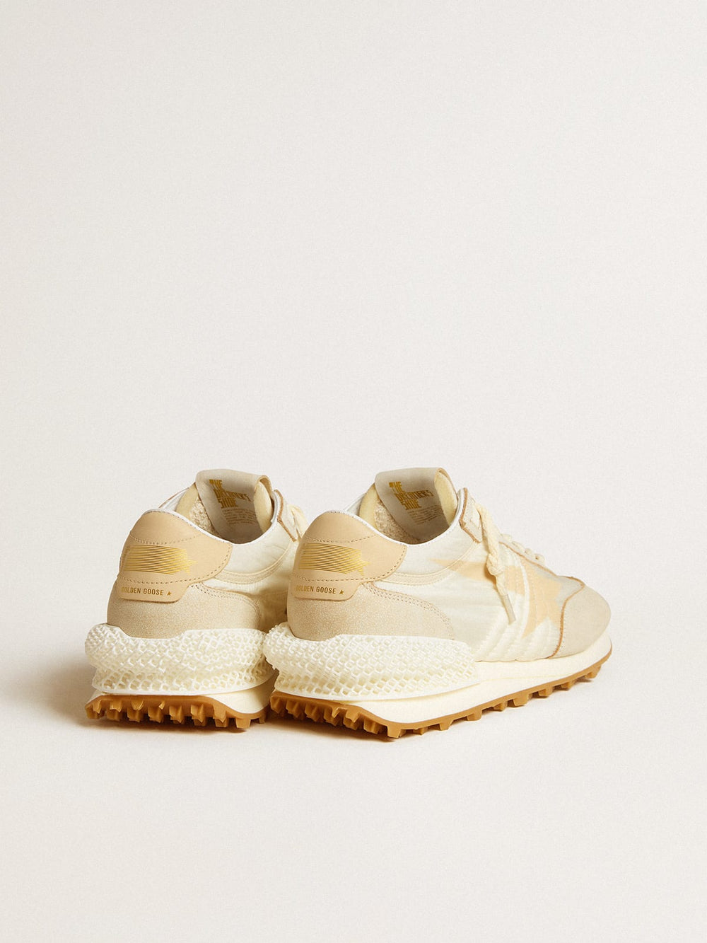 Women's Marathon in Beige Nylon and Gray Leather w/ Beige Printed Star