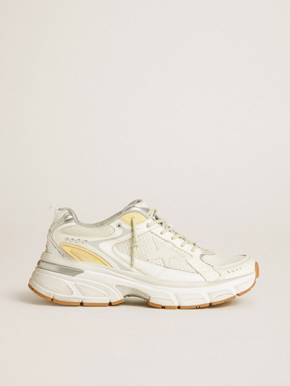 Women’s Lightstar in White Leather and Mesh w/ Worn-White Star