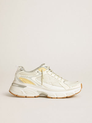 Women’s Lightstar in White Leather and Mesh w/ Worn-White Star