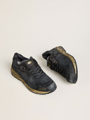 Women's Dad Star in Black Naplak and Crackle Leather w/ Black Star