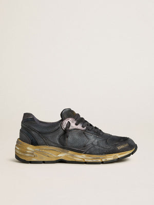 Women's Dad Star in Black Naplak and Crackle Leather w/ Black Star