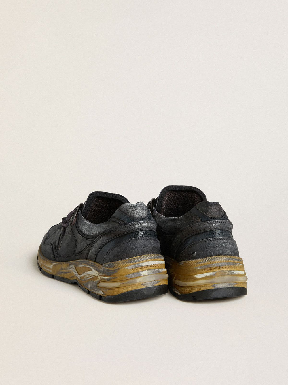 Women's Dad Star in Black Naplak and Crackle Leather w/ Black Star