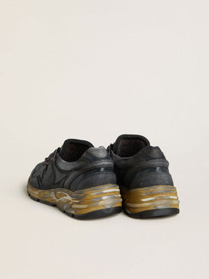Women's Dad Star in Black Naplak and Crackle Leather w/ Black Star