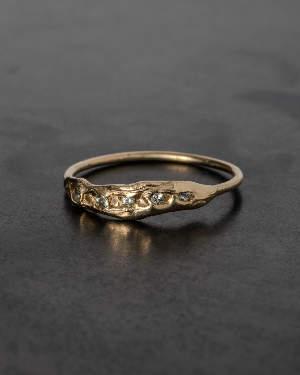 Knobbly Cosmo Ring w/ Clear Sapphires