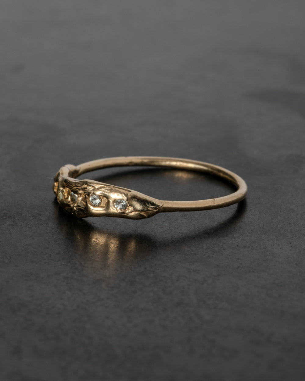 Knobbly Cosmo Ring w/ Clear Sapphires