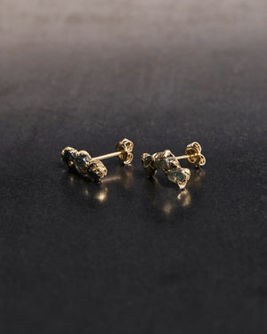 Rough 3-stone Sapphire Studs