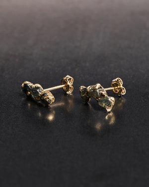 Rough 3-stone Sapphire Studs