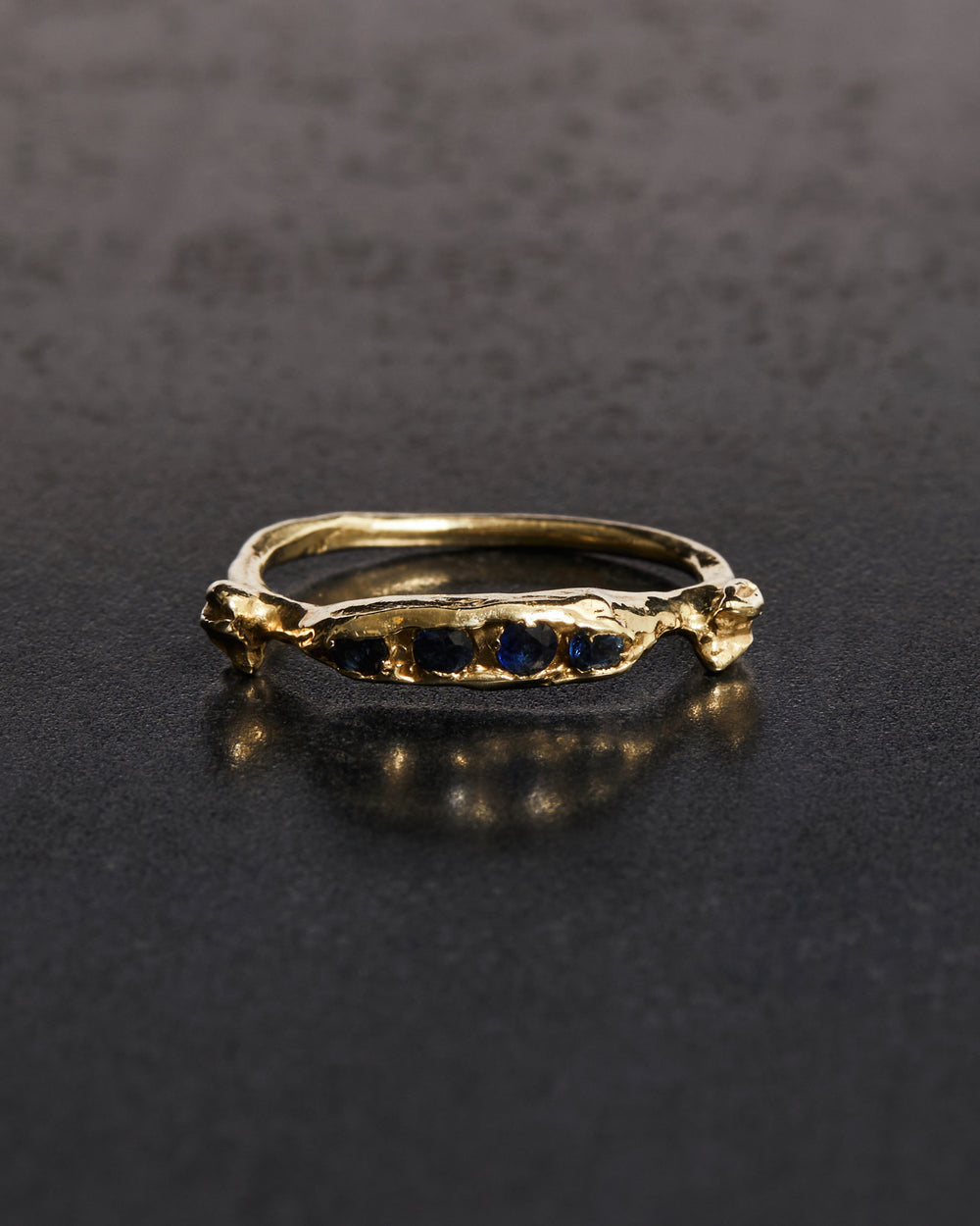 Blue Sapphire Pea Pod Ring