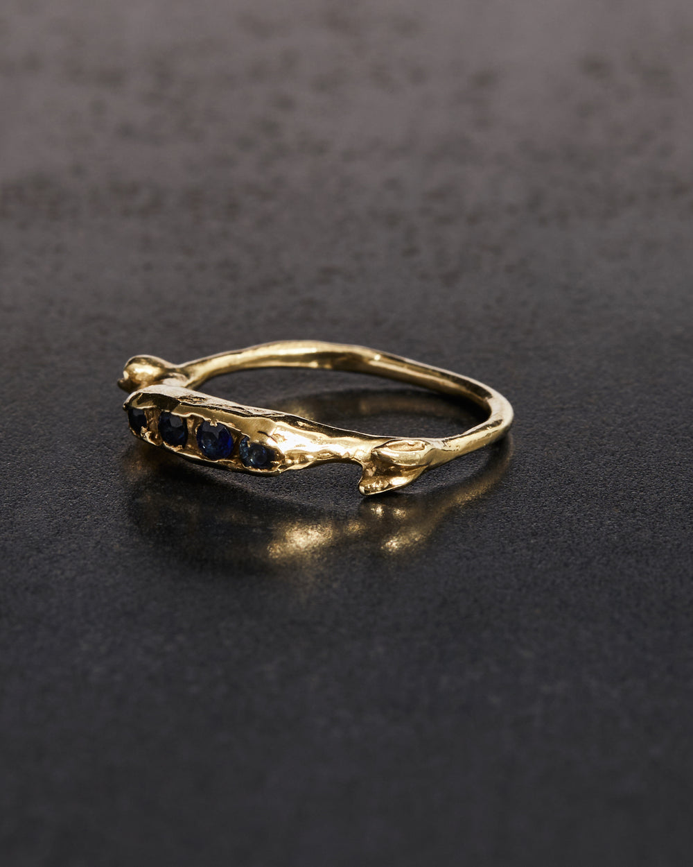 Blue Sapphire Pea Pod Ring