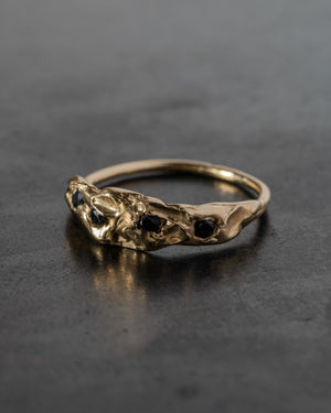 Knobbly Cosmo Ring Thick w/ Black Sapphires