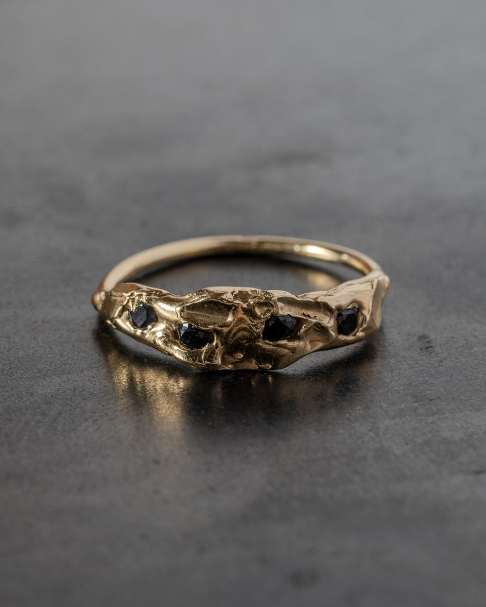 Knobbly Cosmo Ring Thick w/ Black Sapphires